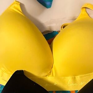 PINK Victoria's Secret Yellow and Black Bras